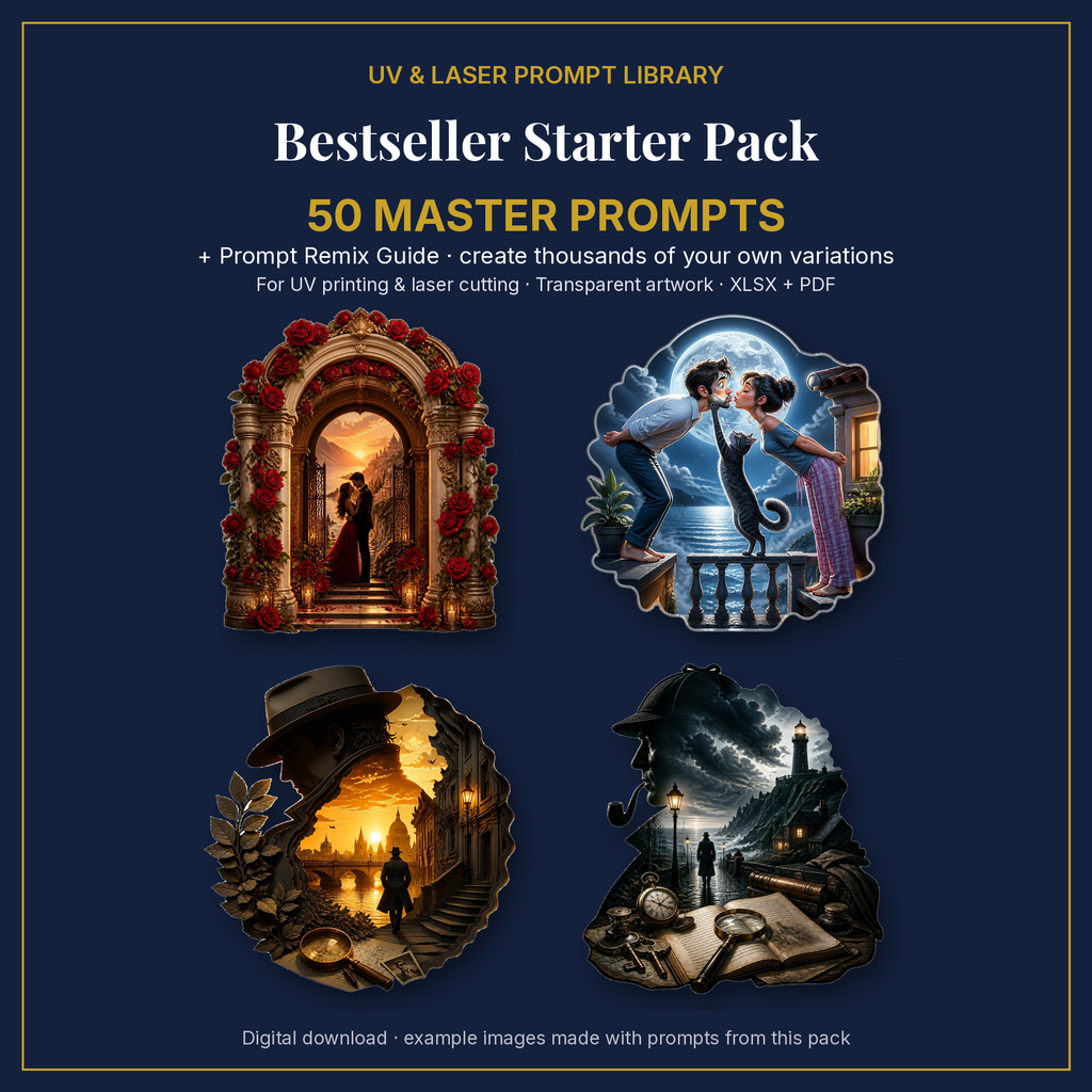 Cover: Bestseller Starter Pack, 50 master prompts + Prompt Remix Guide