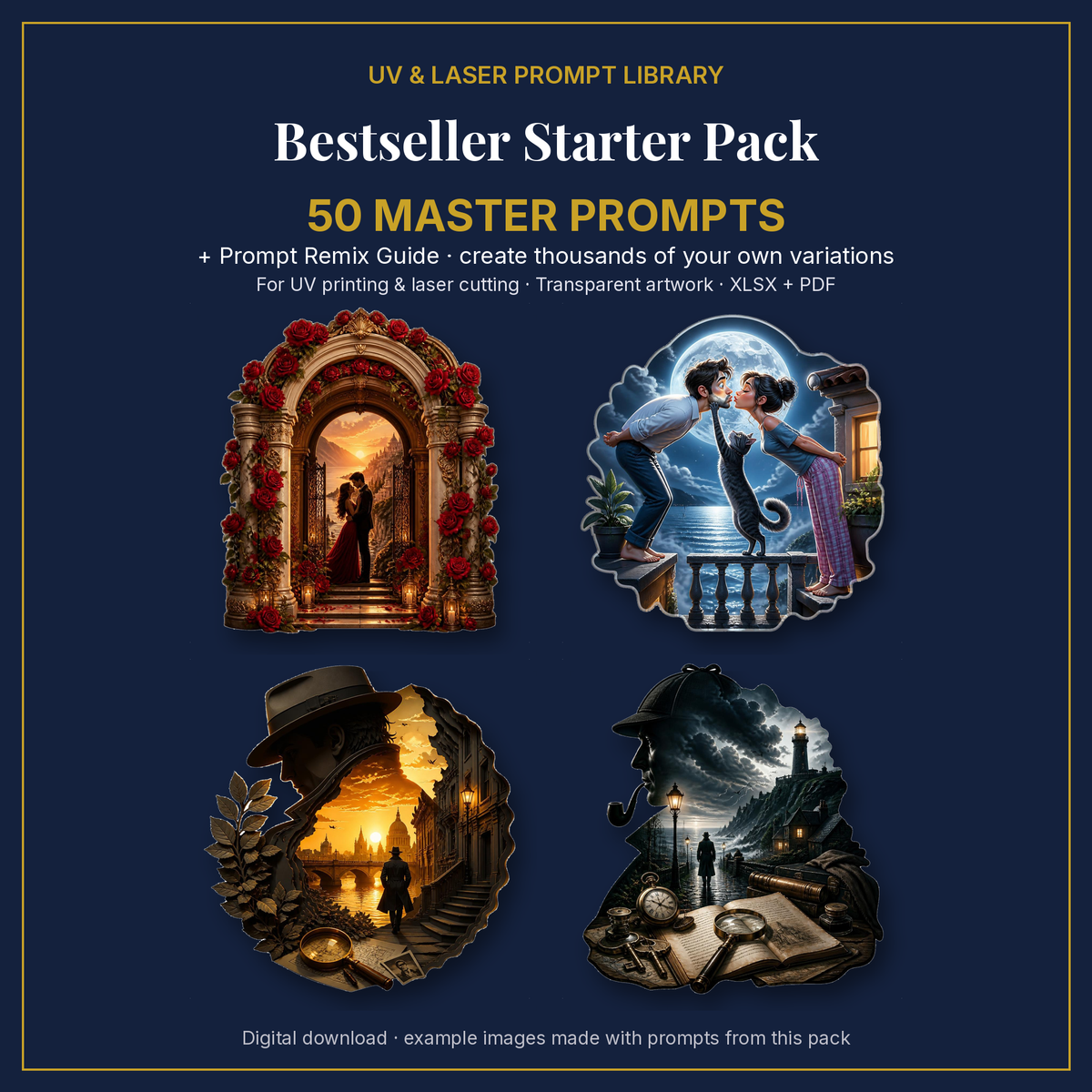 Cover: Bestseller Starter Pack, 50 master prompts + Prompt Remix Guide