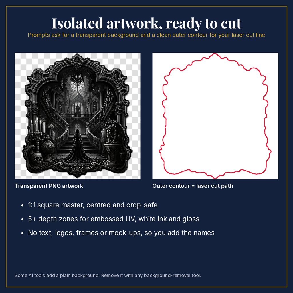 Transparent artwork and laser cut outline example