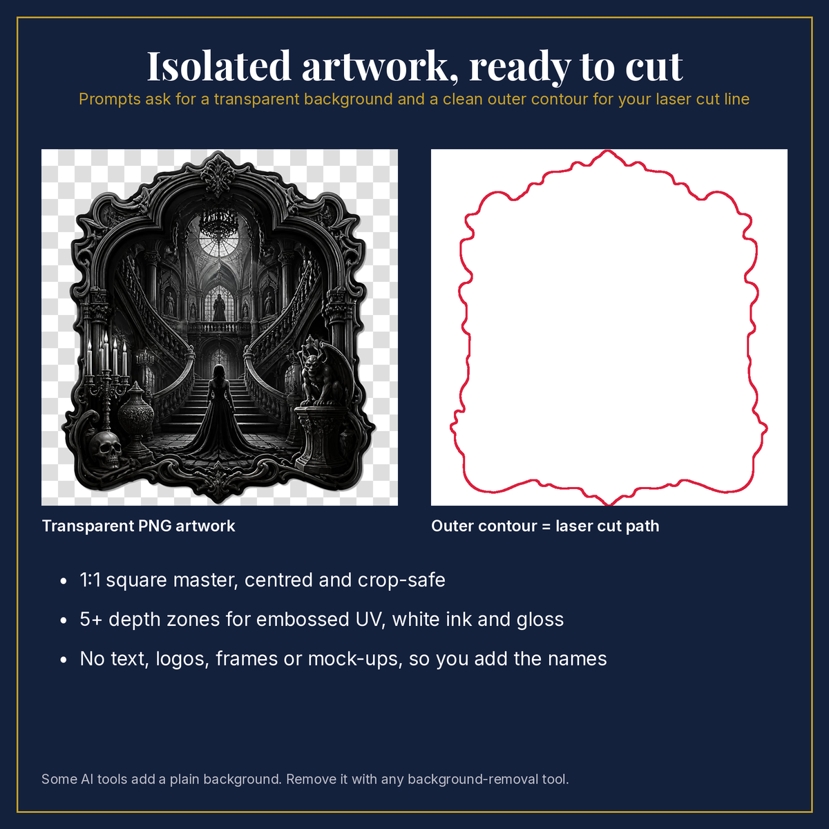 Transparent artwork and laser cut outline example