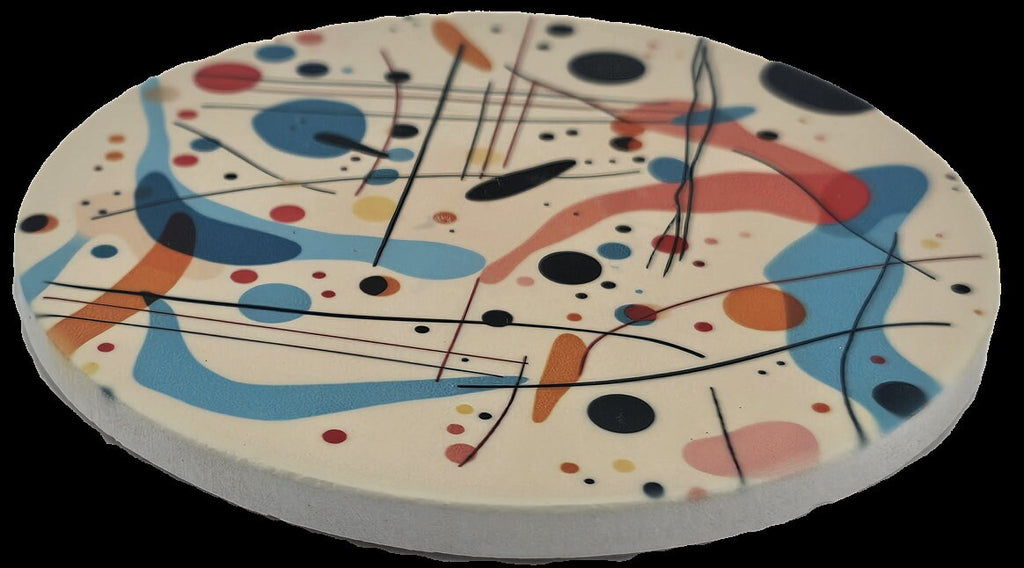 AI24017C Ink Splat Effect Round Ceramic Coasters- Set of 6, colourful, gift for all occasions, six unique designs.