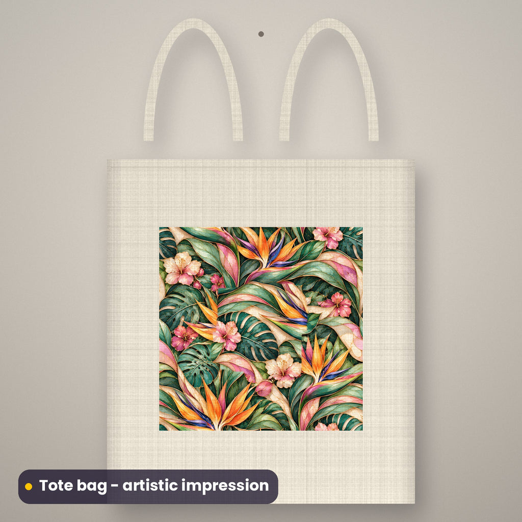 Artistic impression of seamless artwork printed on a canvas tote bag