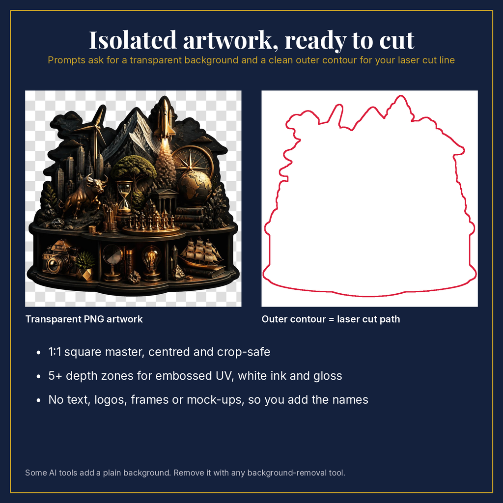 Transparent artwork and laser cut outline example