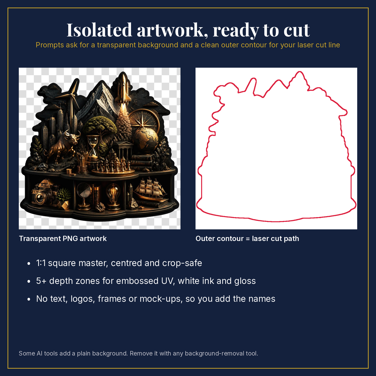 Transparent artwork and laser cut outline example