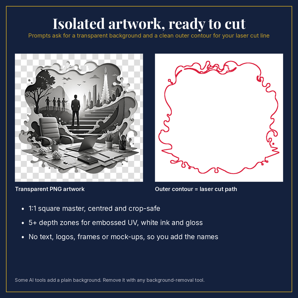 Transparent artwork and laser cut outline example
