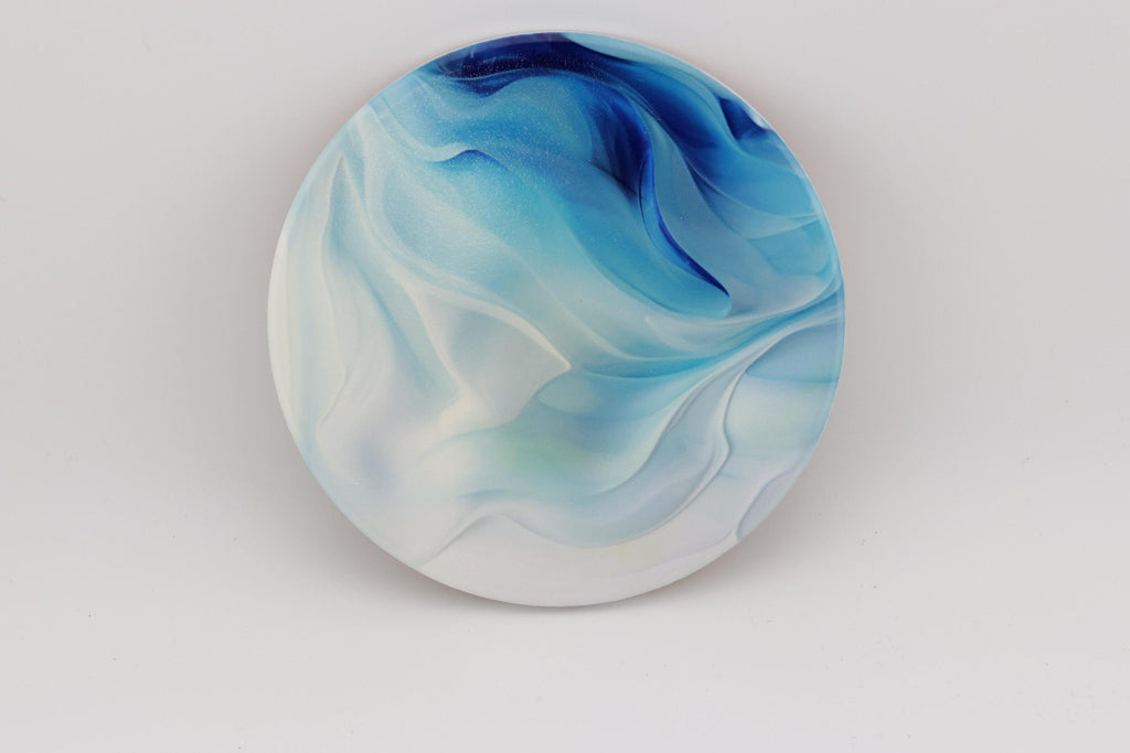 AI24009C Blue swirls Marble Effect Round Ceramic Coasters-Set of 6, colourful, gift for all occasions, six unique designs.