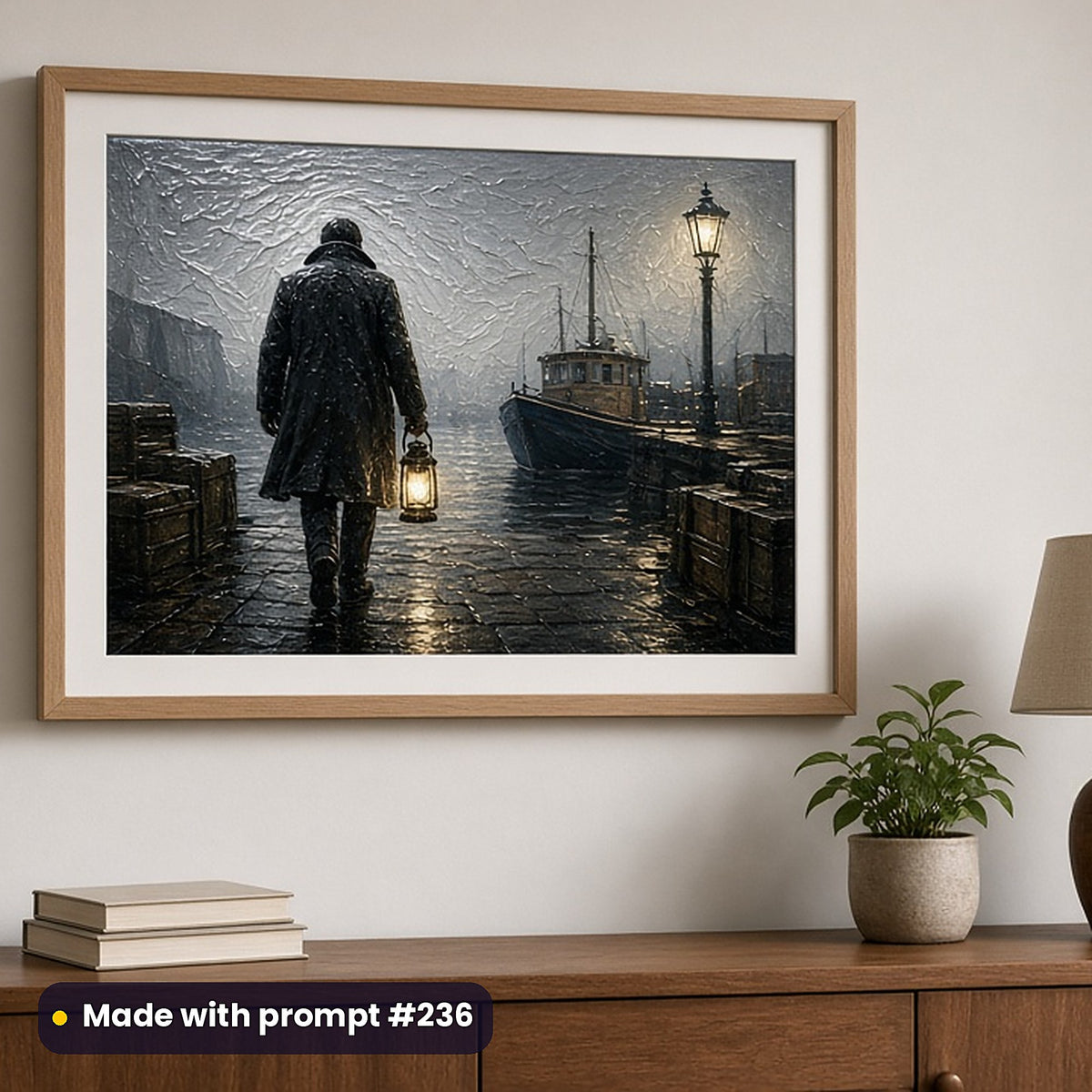 Crime and Thriller Compact Edition Prompts: realistic mockup, framed print on wall, made with prompt #236