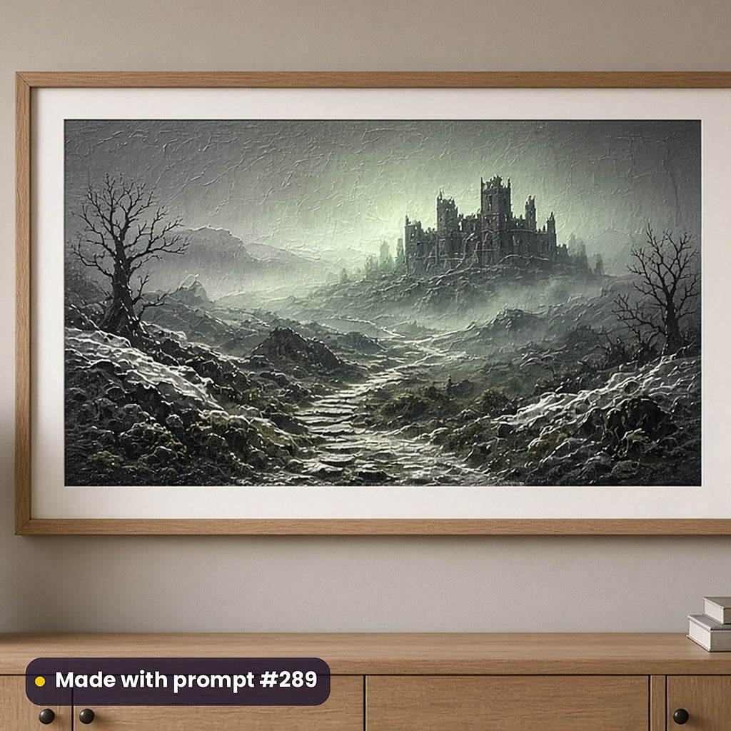 Horror and Supernatural Compact Edition Prompts: realistic mockup, framed print on wall, made with prompt #289