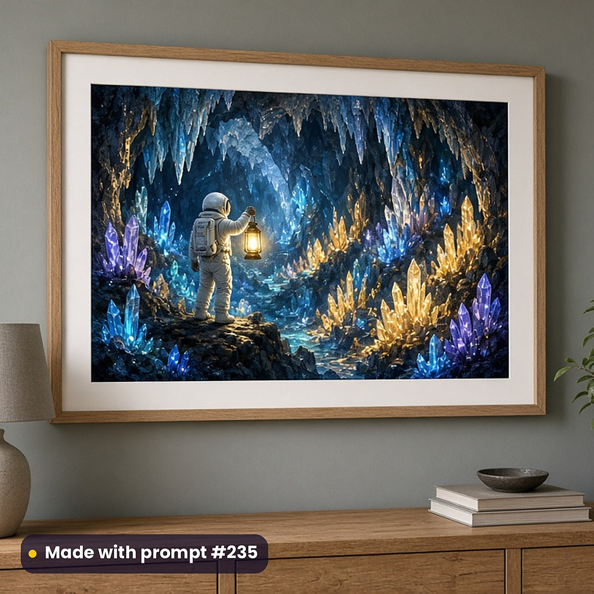 Science Fiction Compact Edition Prompts: realistic mockup, framed print on wall, made with prompt #235