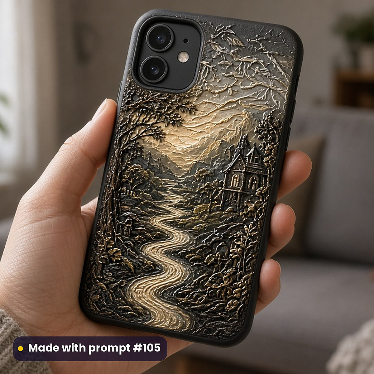 Family Saga Compact Edition Prompts: realistic mockup, phone case in hand, made with prompt #105
