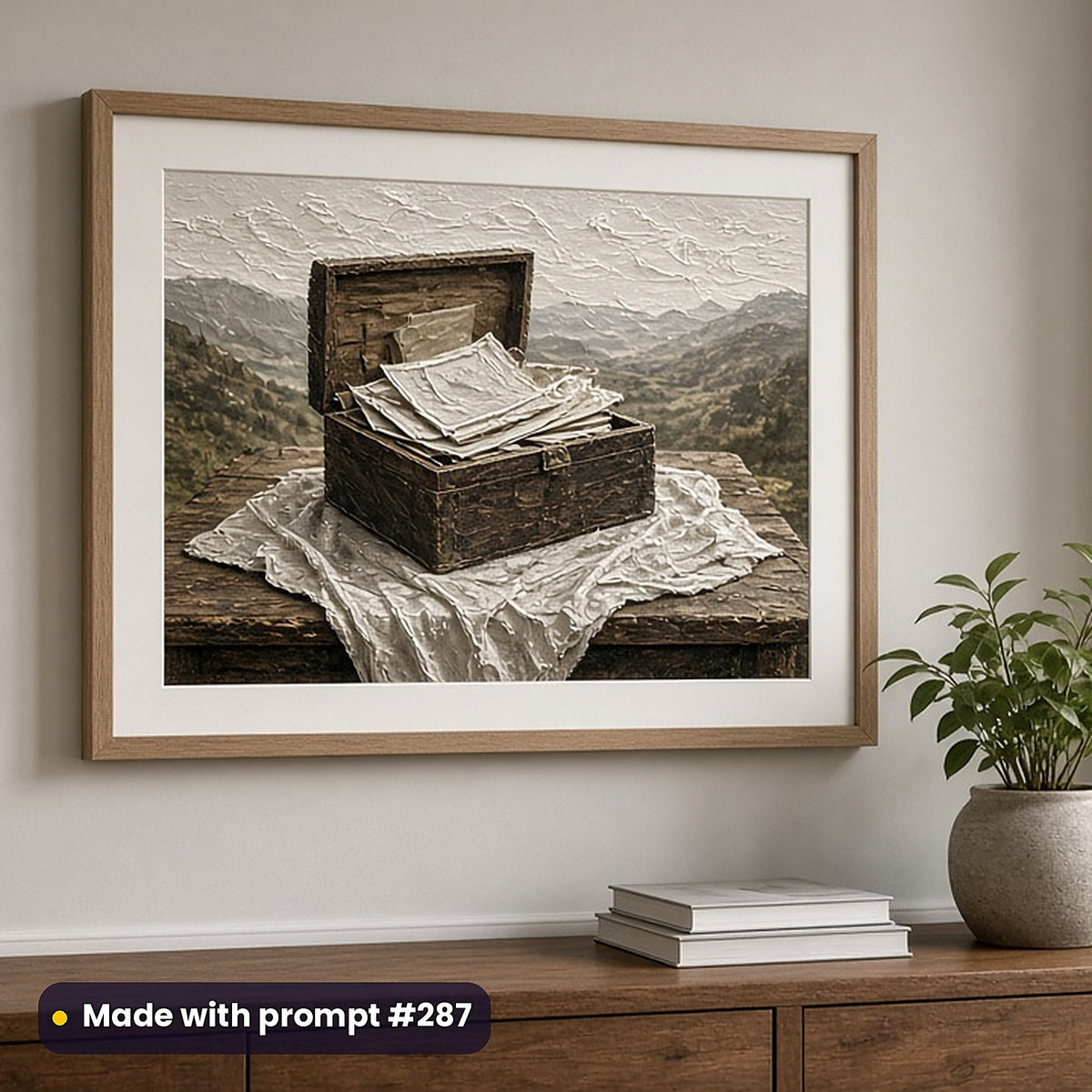 Family Saga Compact Edition Prompts: realistic mockup, framed print on wall, made with prompt #287
