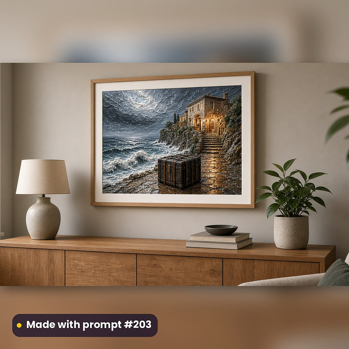 Guest Books and Keepsakes Compact Edition Prompts: realistic mockup, framed print on wall, made with prompt #203