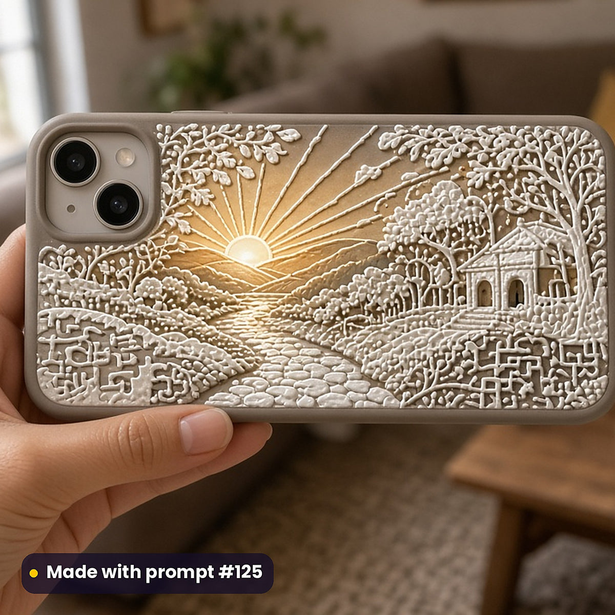 Puzzle and Activity Books Compact Edition Prompts: realistic mockup, phone case in hand, made with prompt #125