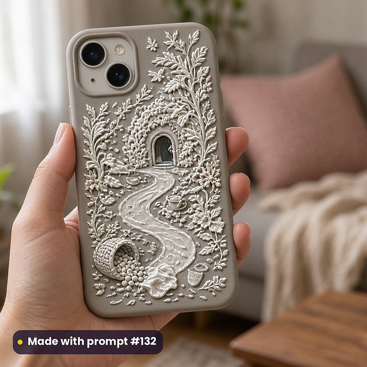 Colouring Books Compact Edition Prompts: realistic mockup, phone case in hand, made with prompt #132