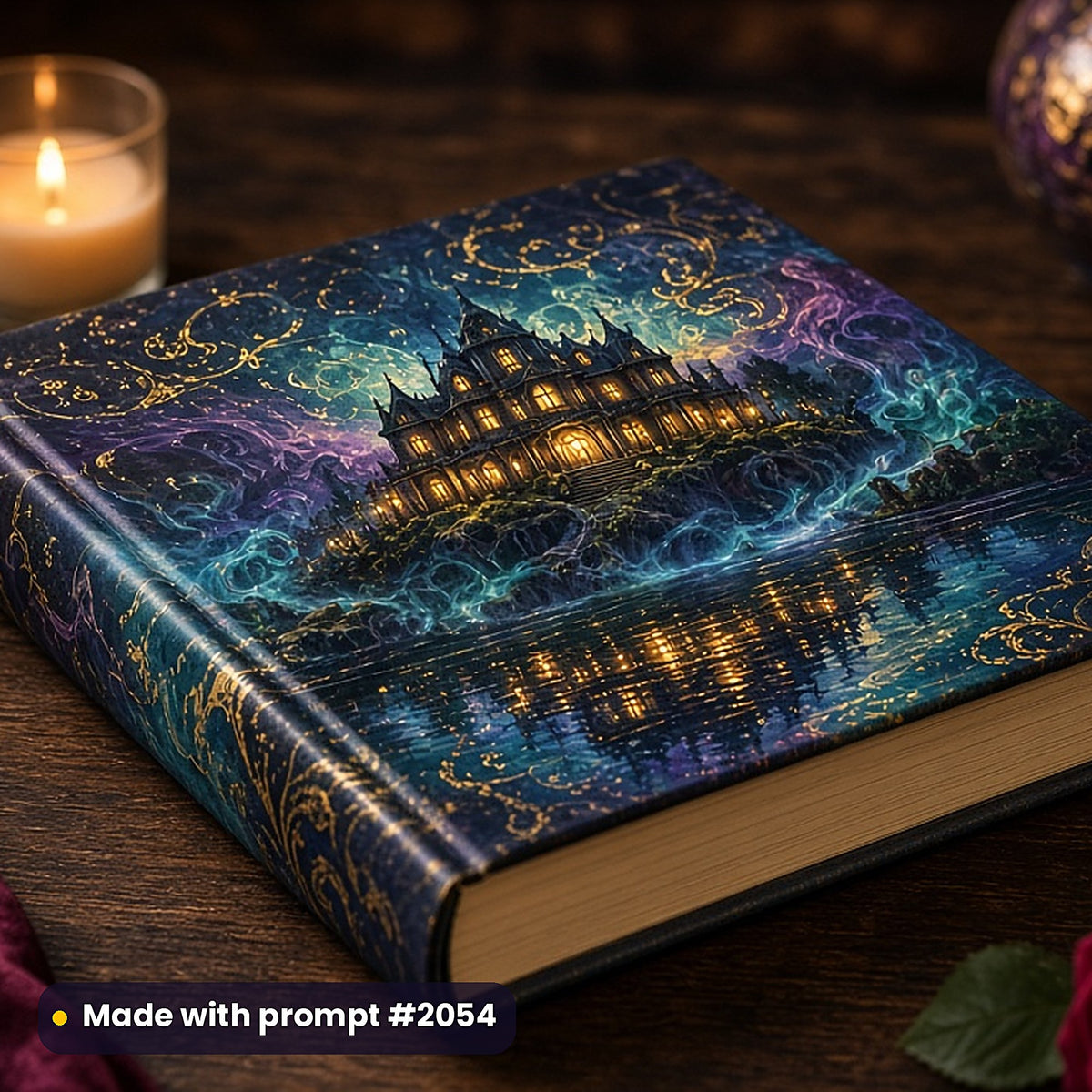 12,500 Compact AI Art Prompts Complete Library: Made with prompt #2054 – realistic UV-printed mockup (Horror and Supernatural · Luxury Premium · Reflective Water)