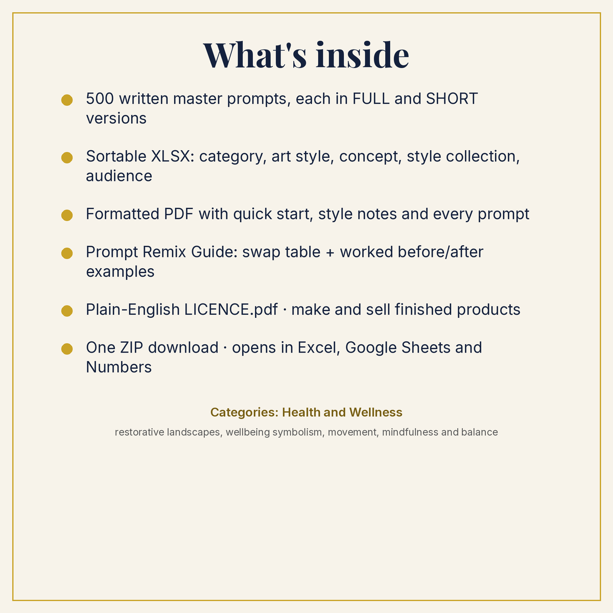 Health and Wellness Compact Edition Prompts: whats inside