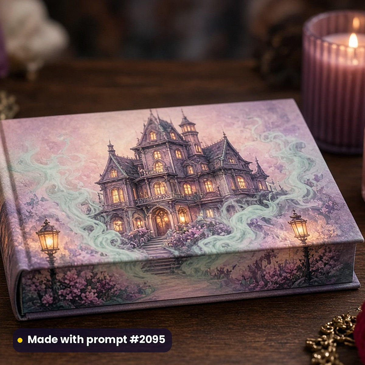 Romance, Crime, Mystery & Horror Compact Edition Library: realistic UV-printed mockup, made with prompt #2095