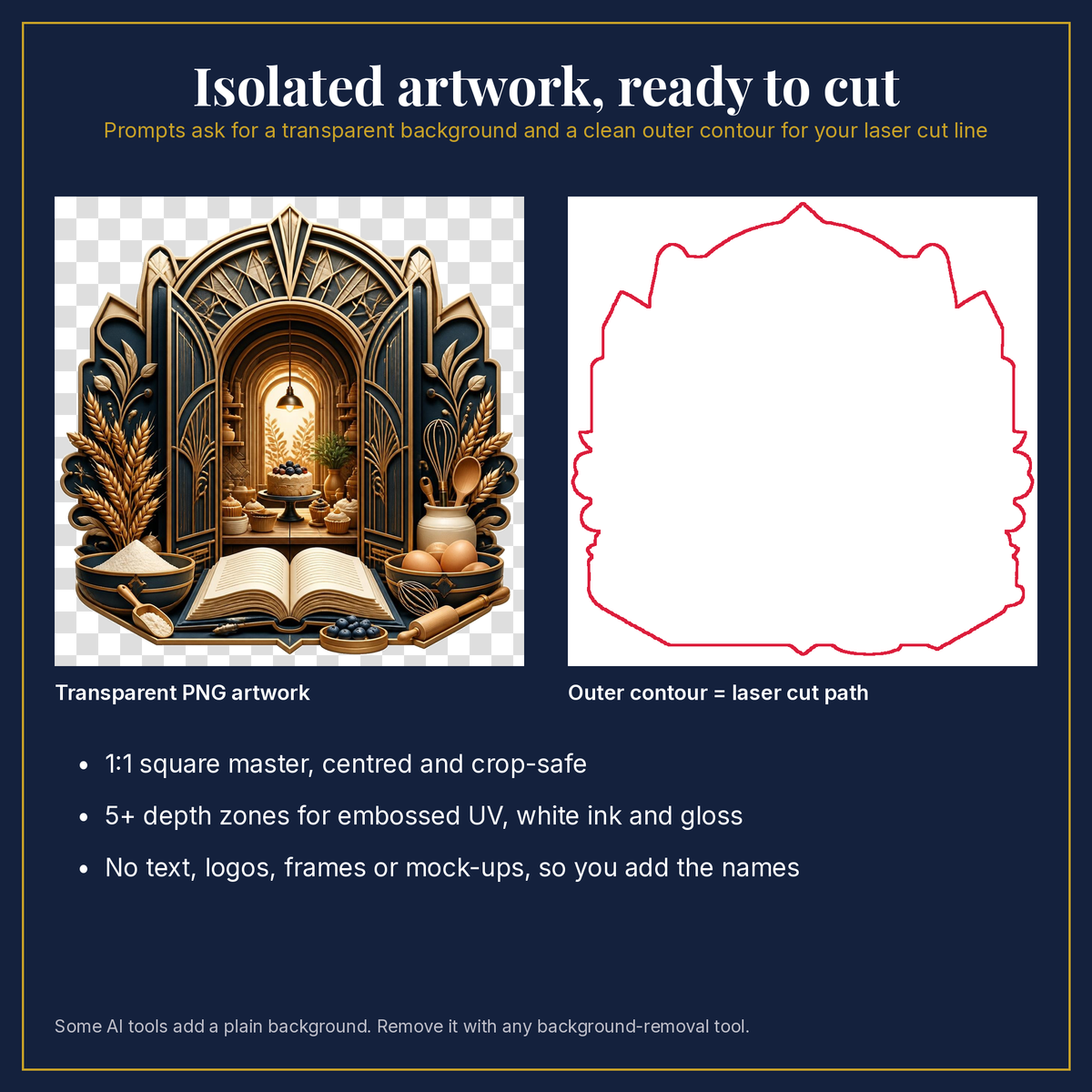 Transparent artwork and laser cut outline example