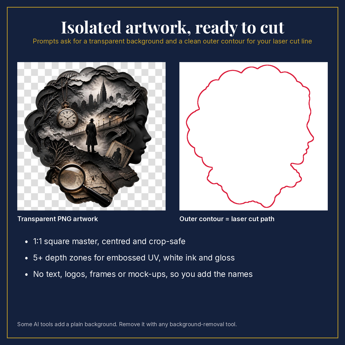 Transparent artwork and laser cut outline example