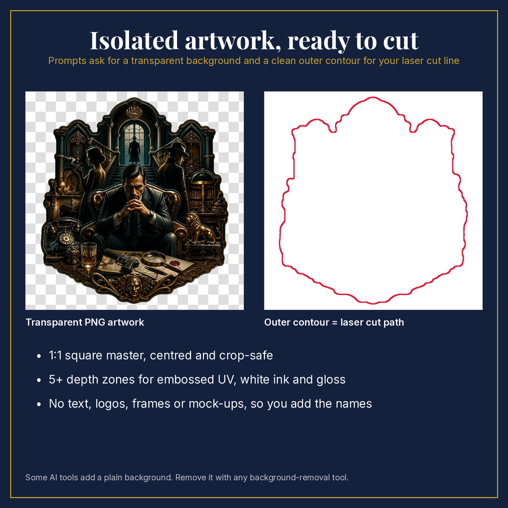 Transparent artwork and laser cut outline example