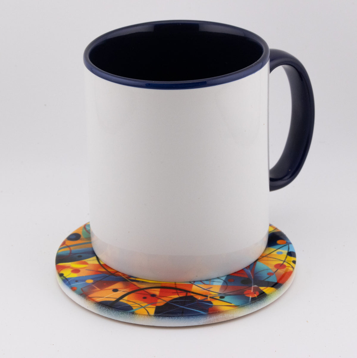 AI24035C Chaotic Watercolour Abstract Effect Round Ceramic Coasters- Set of 6, colourful, gift for all occasions, six unique designs.