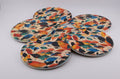 AI24025C Autumn Leaves Round Glass Coaster, Colorful Botanical Coaster, Modern Foliage Print Home Decor, Fall Leaf Pattern Drink Coaster