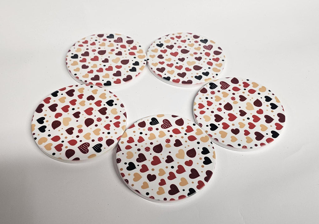 AI24065MCC Where the Heart is , Multicoloured  -  Round Ceramic Coasters- Set of 6, gift for all occasions, Designed and made in Britain