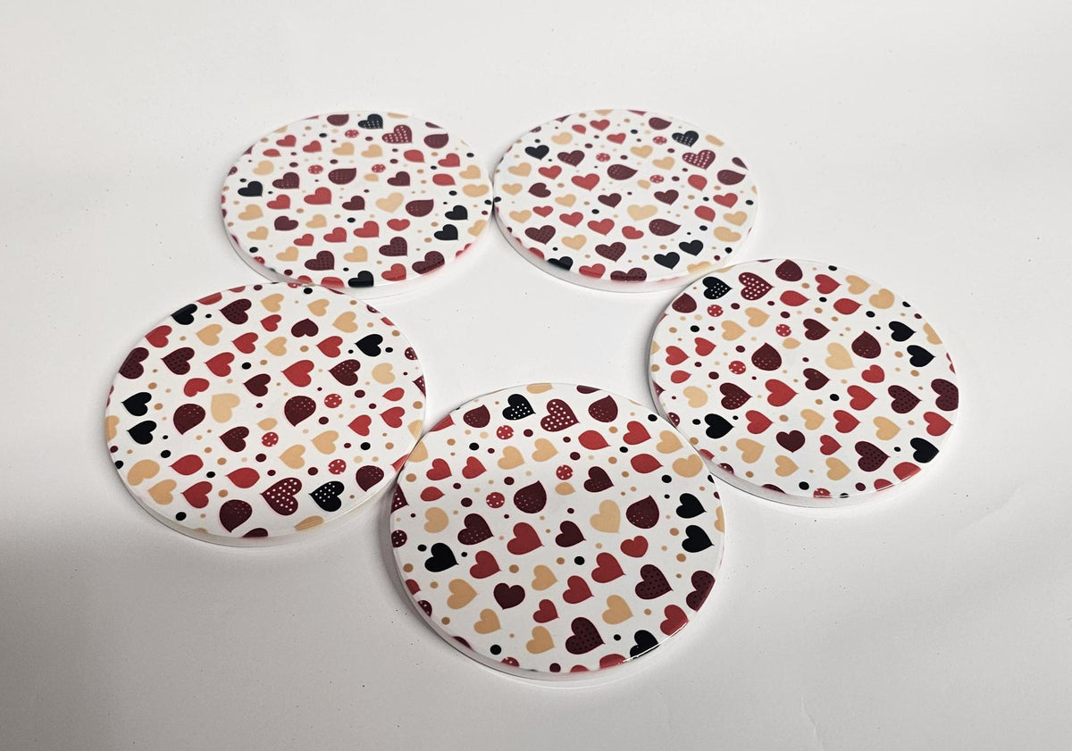 AI24065MCC Where the Heart is , Multicoloured  -  Round Ceramic Coasters- Set of 6, gift for all occasions, Designed and made in Britain