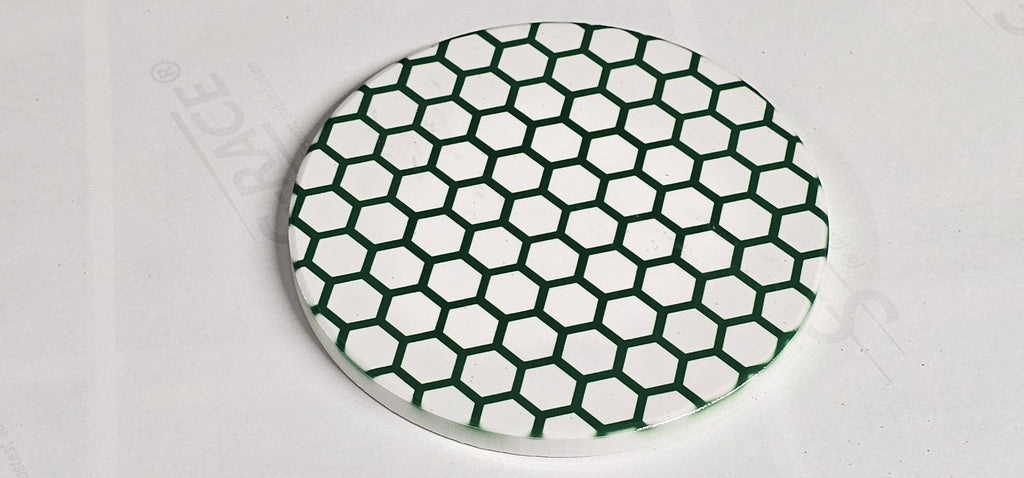 AI24069C Blue and white Honeycomb ,other variations -  Round Ceramic Coasters- Set of 6, gift for all occasions, Designed, made in Britain