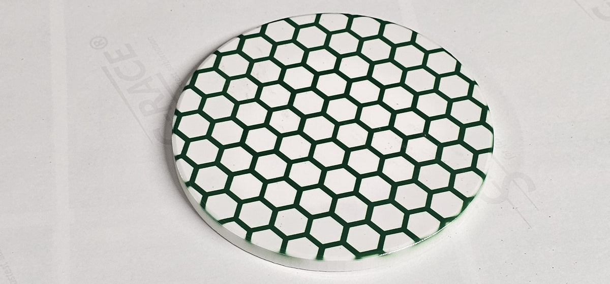 AI24069C Blue and white Honeycomb ,other variations -  Round Ceramic Coasters- Set of 6, gift for all occasions, Designed, made in Britain