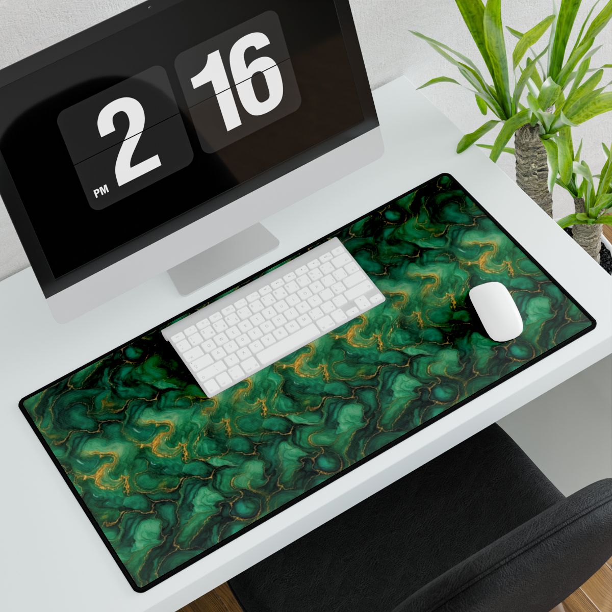 Emerald Tide-Pool Pour Desk Mat – 31.5 × 15.5