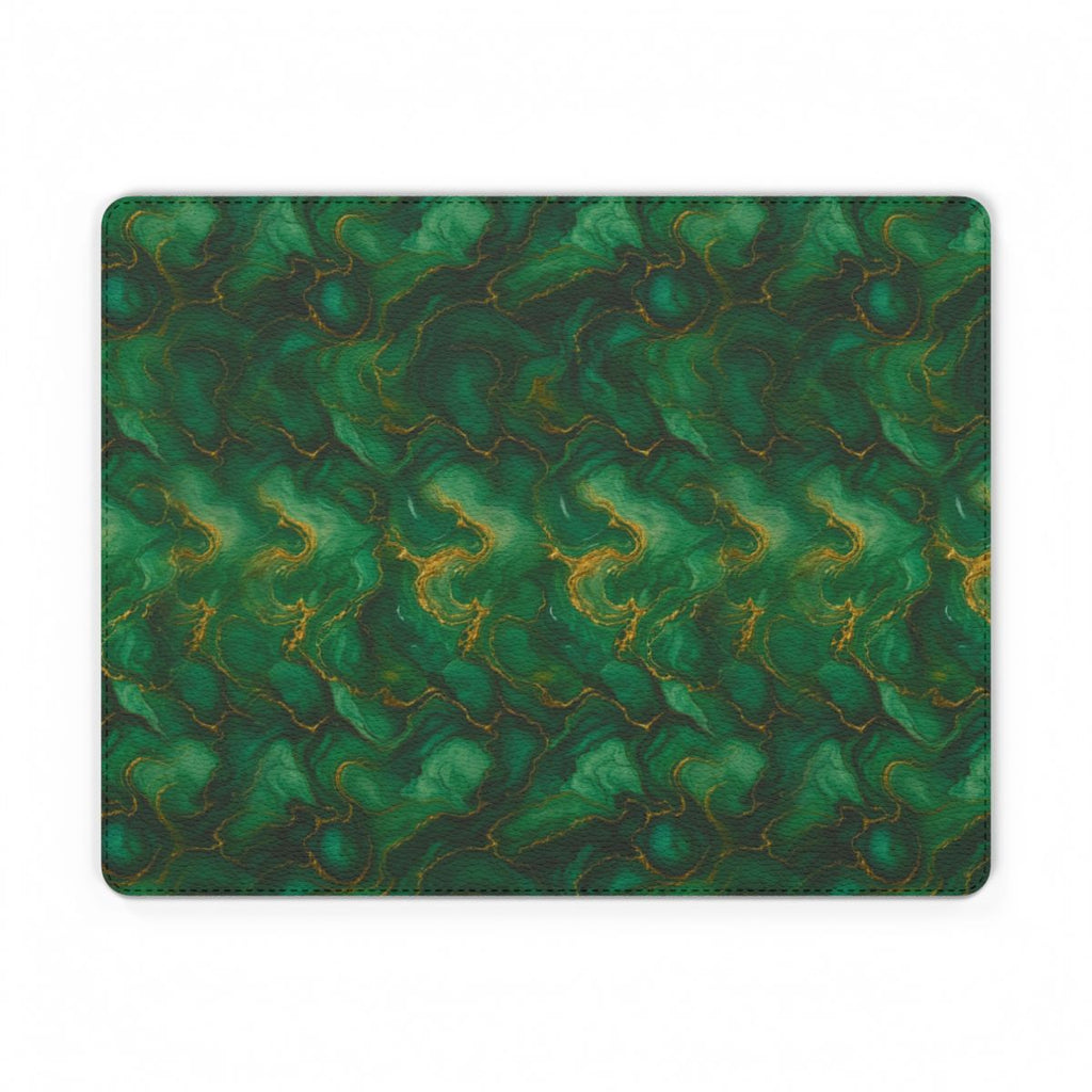 Emerald Tide-Pool Pour Vegan Leather Mouse Mat – 11.1 × 8.7 (Rectangle)