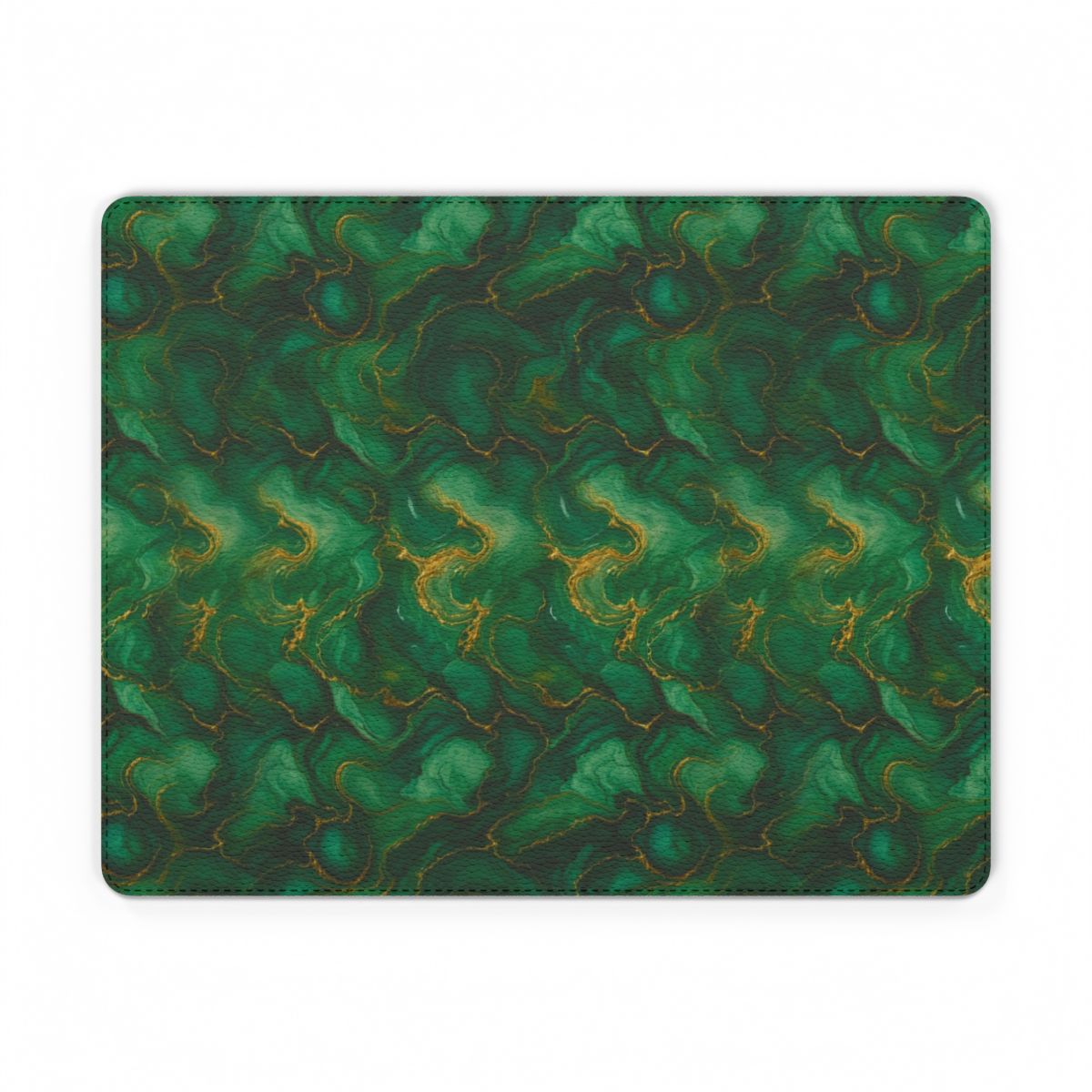 Emerald Tide-Pool Pour Vegan Leather Mouse Mat – 11.1 × 8.7 (Rectangle)