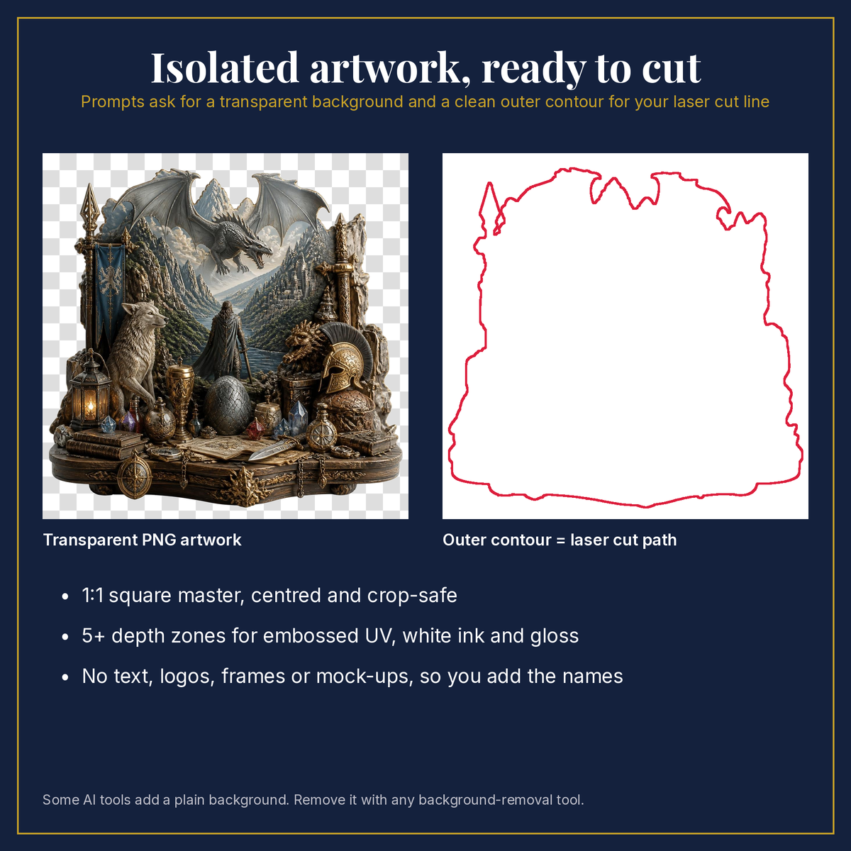 Transparent artwork and laser cut outline example