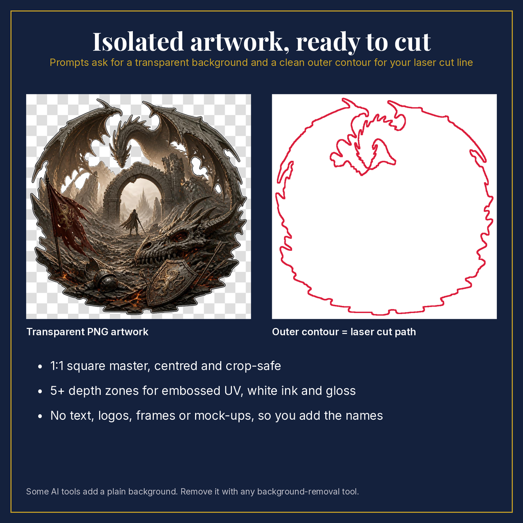 Transparent artwork and laser cut outline example