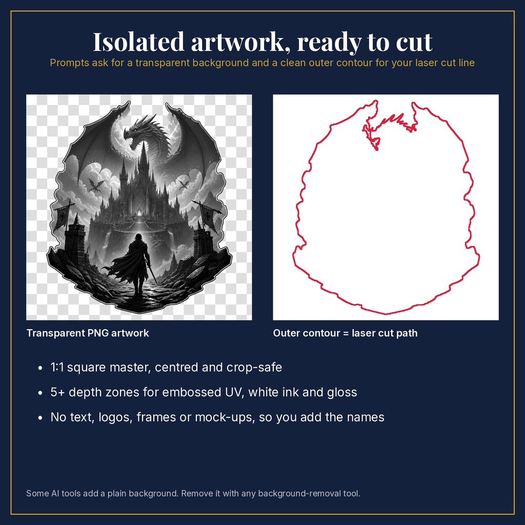 Transparent artwork and laser cut outline example