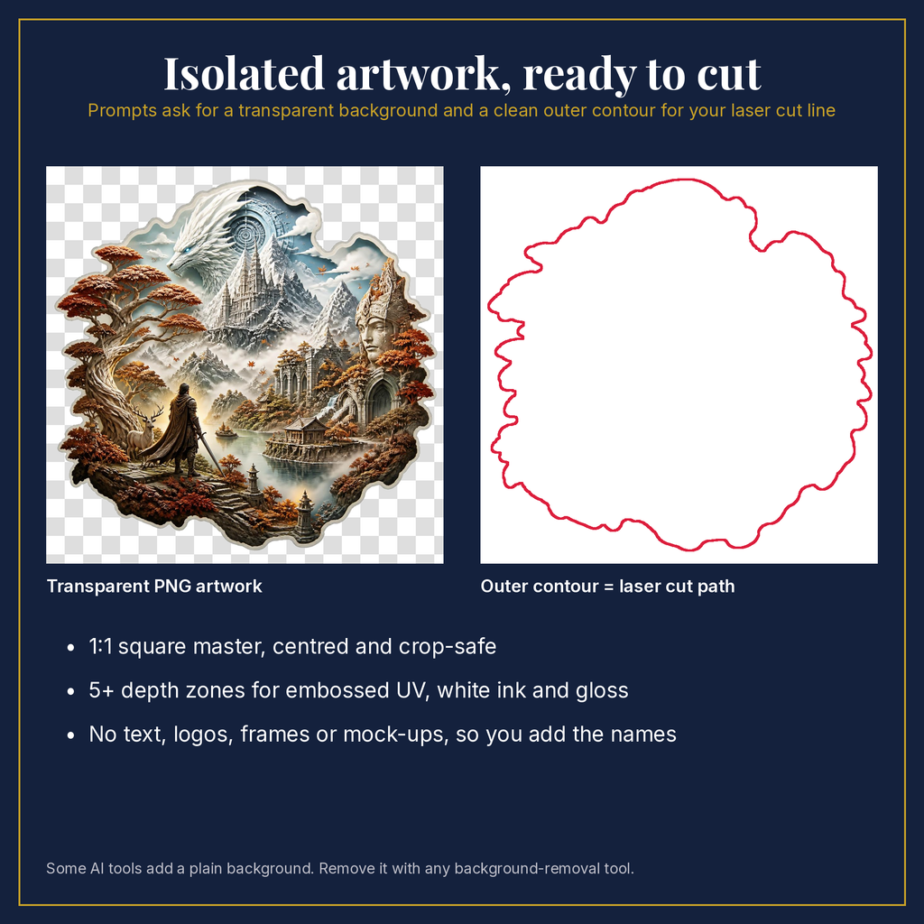 Transparent artwork and laser cut outline example