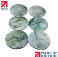 AI24026C Green Marble Effect Round Ceramic Coasters-  Set of 6, colourful, gift for all occasions, six unique designs.