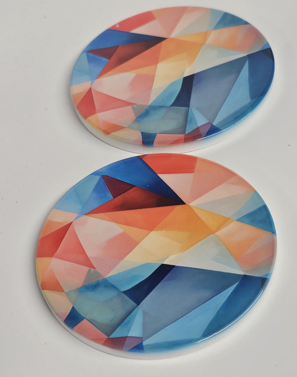 AI24060C AGEometric Rainbow Contemporary Design -  Round Ceramic Coasters- Set of 6, gift for all occasions, Designed and made in Britain