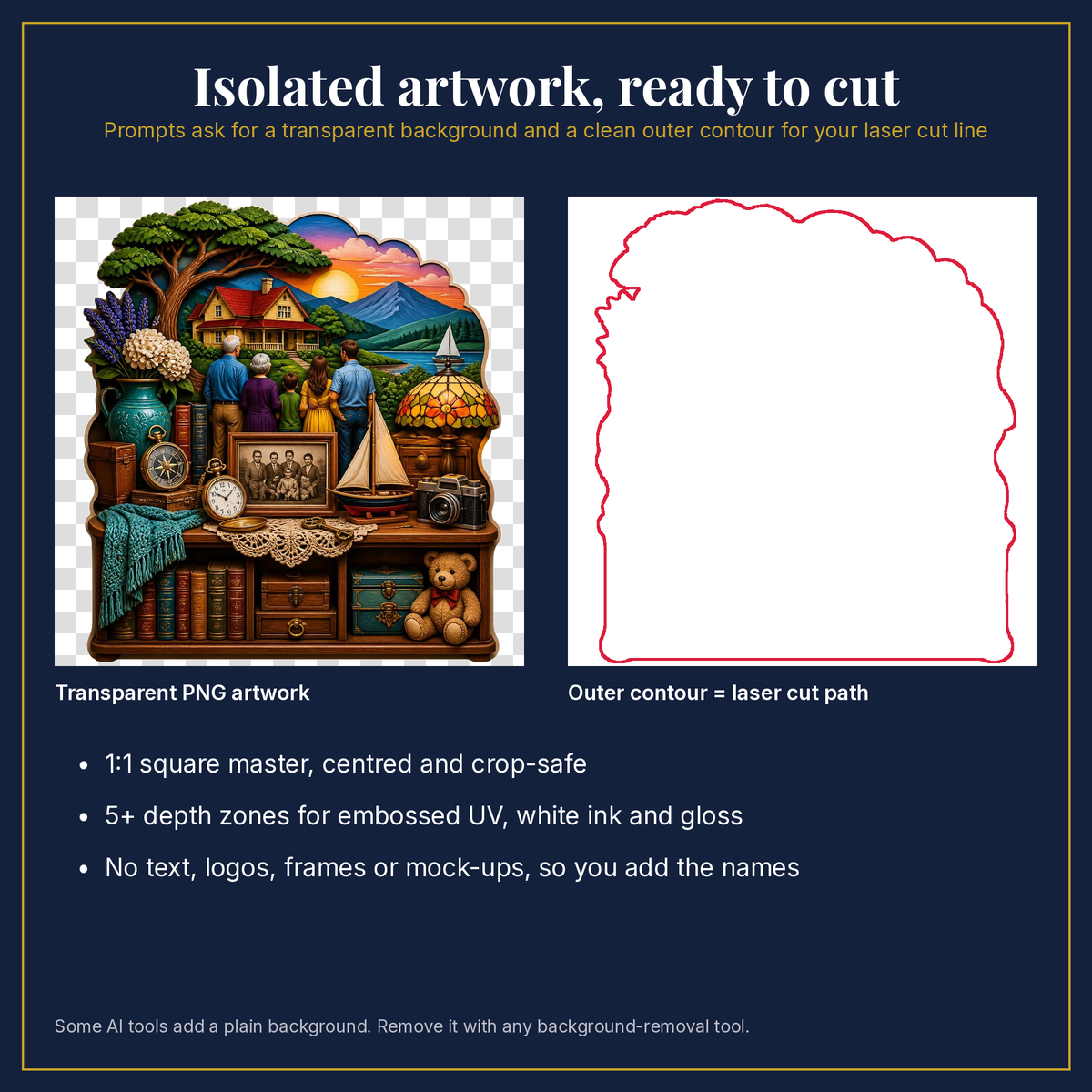 Transparent artwork and laser cut outline example