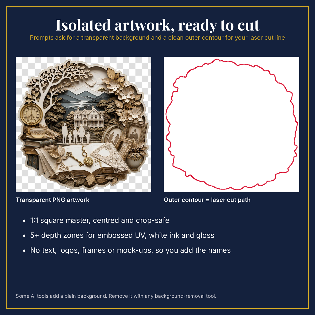 Transparent artwork and laser cut outline example