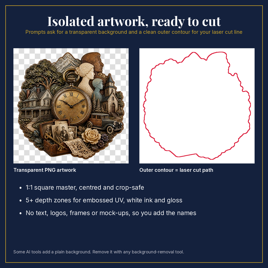 Transparent artwork and laser cut outline example