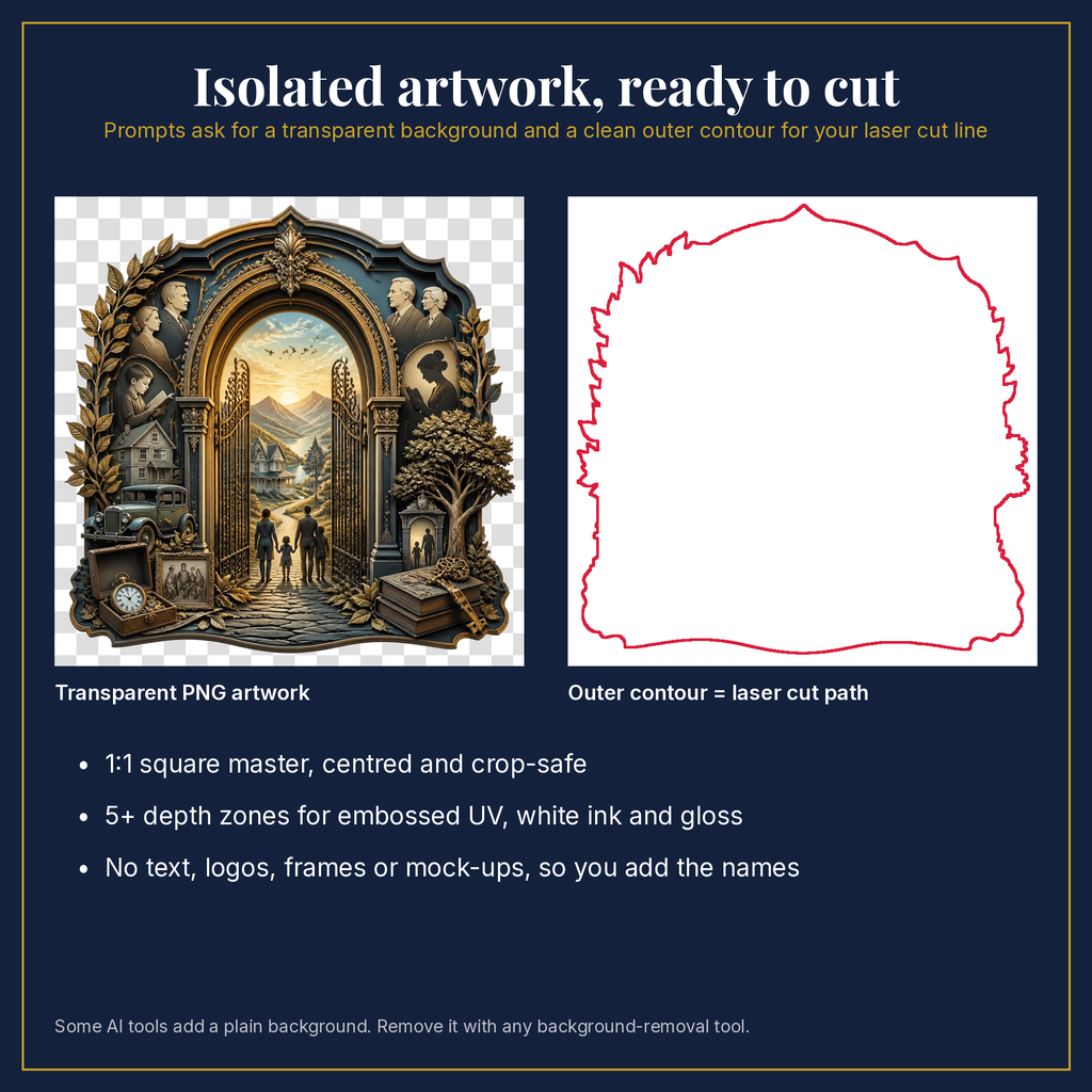 Transparent artwork and laser cut outline example