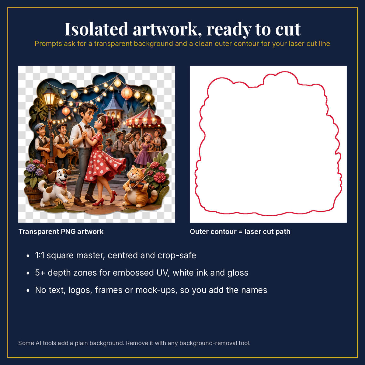 Transparent artwork and laser cut outline example