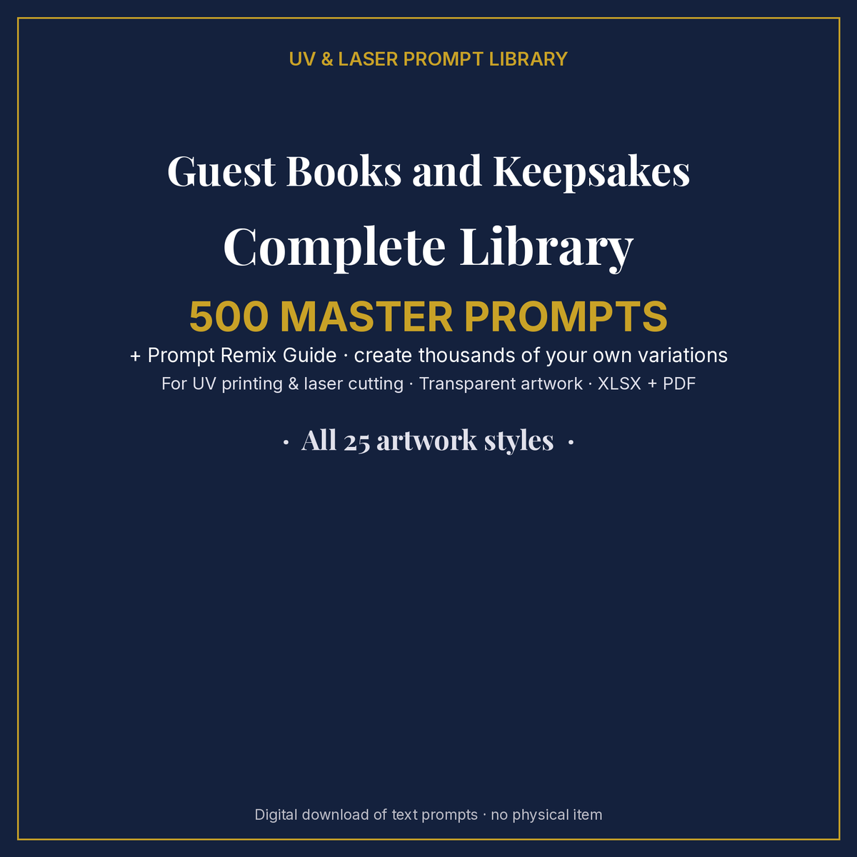 Cover: Guest Books and Keepsakes Complete Library, 500 master prompts + Prompt Remix Guide
