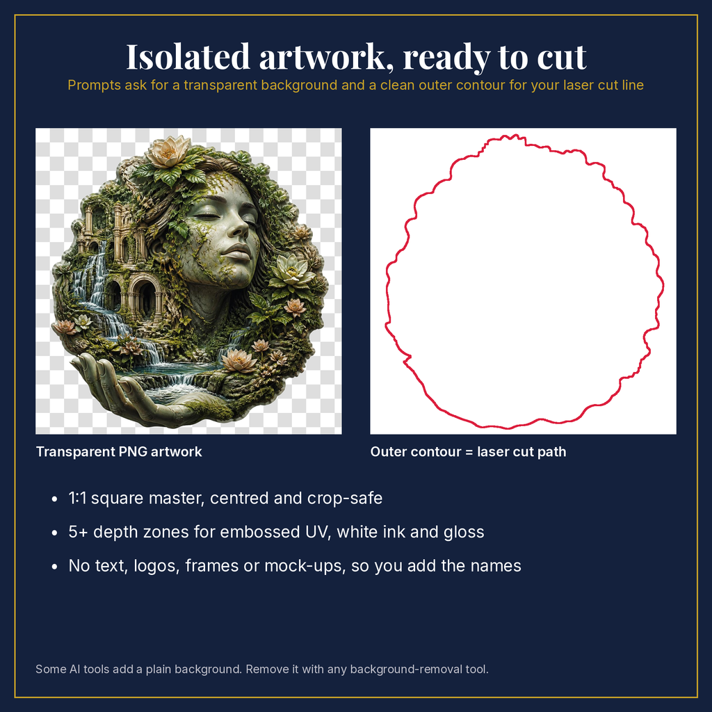 Transparent artwork and laser cut outline example
