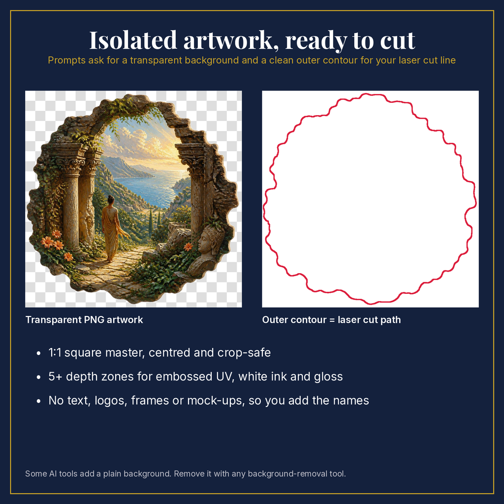 Transparent artwork and laser cut outline example