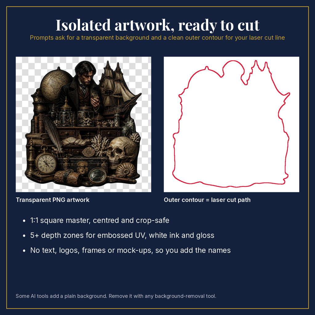 Transparent artwork and laser cut outline example