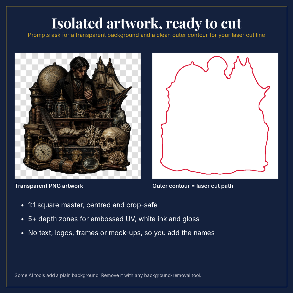 Transparent artwork and laser cut outline example