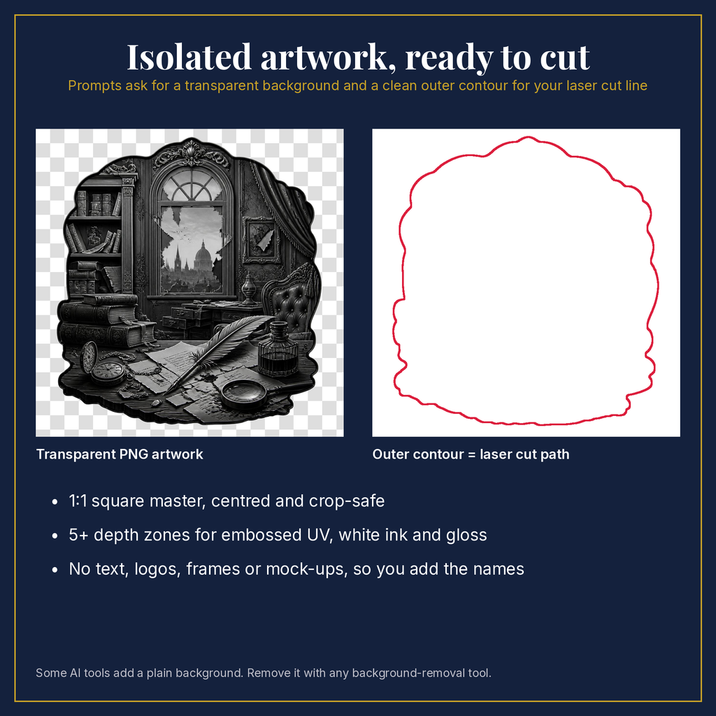 Transparent artwork and laser cut outline example